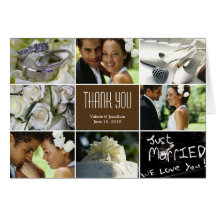 Wedding Collage Thank You Card - Brown