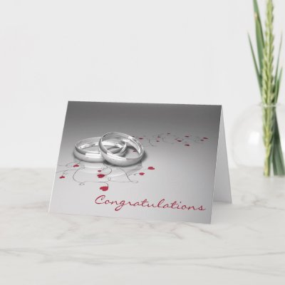 Silver Wedding Cards on Wedding Cards  With Silver Wedding Rings And Red Hearts