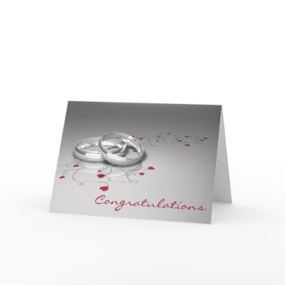 Silver Wedding Cards on Wedding Cards  With Silver Wedding Rings And Red Hearts