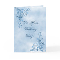 Wedding Congratulations Card: Sky Blue Elegance