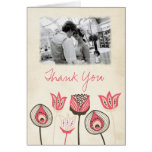 Wedding Coral Chocolate Ivory Funky Thank You Card
