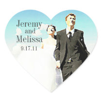 Wedding Couple In Field Sticker
