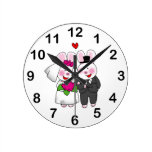 wedding couple round clocks