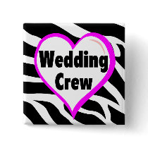 Wedding Crew (Heart Zebra Stripes) Pins