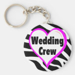 Wedding Crew (Heart Zebra Stripes) Key Chains