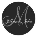 Wedding Custom Monogram & Names Black & Grey Seal stickers