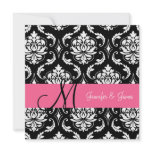 Wedding Damask Monogram Names Pink Invitation