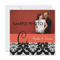 Wedding Damask Save the Date Invitations Papaya