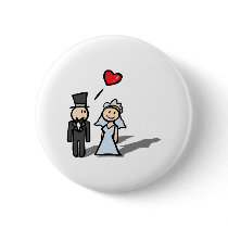 "Wedding Day" couple design Pinback Button