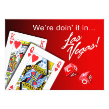 Wedding - Doing it in Las Vegas red Custom Announcements