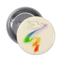 Wedding Dove with Rainbow Ribbon Button