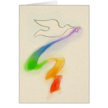 Wedding Dove with Rainbow Ribbon Cards