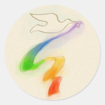 Wedding Dove with Rainbow Ribbon Sticker