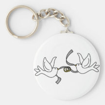 Wedding Doves with Rings Keychain