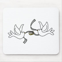 Wedding Doves with Rings Mousepad