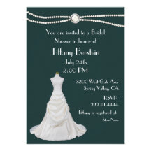 Wedding Dress and Pearls Bridal Shower Invitation