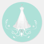 Wedding Dress aquamarine envelope sticker