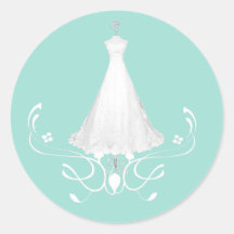 Wedding Dress aquamarine envelope sticker