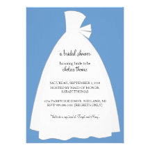 Wedding Dress Bridal Shower Invitation {Blue}