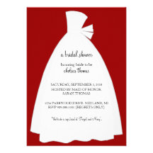 Wedding Dress Bridal Shower Invitation {Crimson}