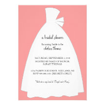 Wedding Dress Bridal Shower Invitation {Peach}