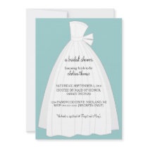 Wedding Dress Bridal Shower Invitation {Teal Blue}