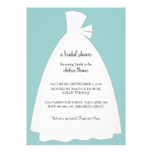 Wedding Dress Bridal Shower Invitation {Teal Blue}