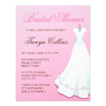 Wedding dress pink bridal shower invitation