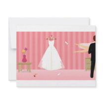 wedding dress pink stripe personalized announcements
