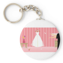 wedding dress pink stripe keychains