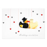 Wedding ducks 3 and two hearts wedding invitation