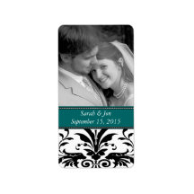 Wedding Engagement Photo Damask Save the Date Personalized Address Labels