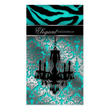 Wedding Event Planner Chandelier Blue Silver V Business Cards