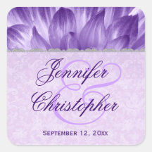 Wedding Favor Label PURPLE Flower Petals V001 Sticker