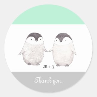 Wedding Favor Sticker Cute Penguin Wedding Sticker