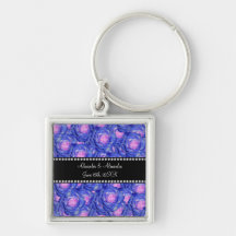 Wedding favors Blue roses Key Chains