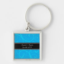 Wedding favors blue swirls keychain
