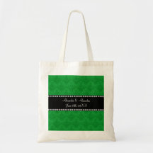 Wedding favors Green damask Canvas Bag