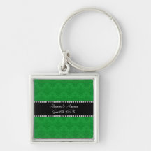 Wedding favors Green damask Key Chain