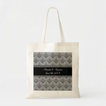 Wedding favors Grey damask Canvas Bags