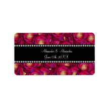 Wedding favors Maroon pink roses Custom Address Label