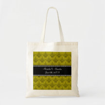 Wedding favors Mustard yellow damask Bags