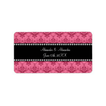 Wedding favors Pink damask Address Label