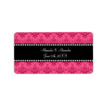 Wedding favors Pink damask Labels