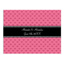 Wedding favors pink hearts post card