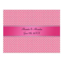 Wedding favors pink polka dots post card