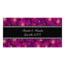 Wedding favors Purple roses Personalized Photo Card