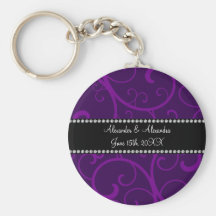 Wedding favors purple swirls keychains