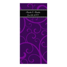 Wedding favors purple swirls rack card