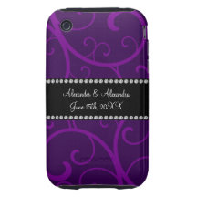 Wedding favors purple swirls tough iPhone 3 case